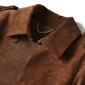 Manteau Trench d'Hiver Haut de Gamme en Daim de Vache Vintage pour Femme, Tissé, Long, Double Boutonnage, Personnalisé et de Luxe - Product Image 3