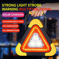 Triangle de signalisation d'urgence solaire LED portable multifonctionnel pour véhicule