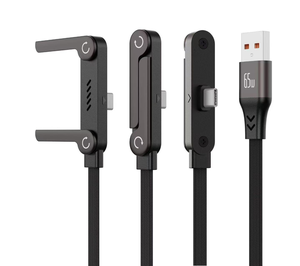 Cavo Dati <span class=keywords><strong>TUTI</strong></span> Factory 240W 1.5M in Nylon Intrecciato 2 in 1 Tipo-C con Supporto Telefono Rotazione a 360 Gradi per Smartphone - Product Image 1