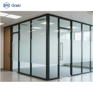 Graki 3H Modern Çerçeveli Çelik Cam Bölme Duvarı, Yangına Dayanıklı Buzlu Oda Bölücü, Yüksek Etkili Ses Yalıtımı ile - Product Image 4