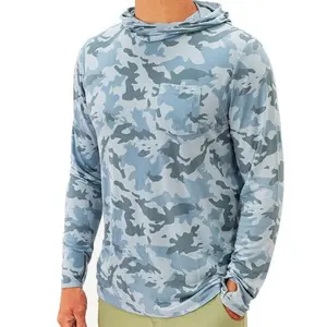 wholesale Camo fishing shirts with hood sublimated long sleeve fishing shirts Marshwear fishing shirt
