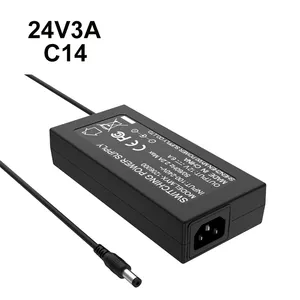 12V Desktop Power Adaptor 24v 3a 72W ac dc adapter 100-240Vac 50/60Hz ETL FCC KC KCC PSE UL power supply