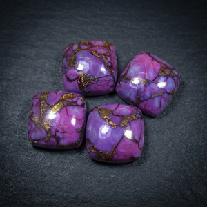 Pierre précieuse naturelle turquoise violette de haute qualité, cabochon coussin, 14x14mm, avec expertise tierce pour la fabrication de bijoux en gros - Product Image 4