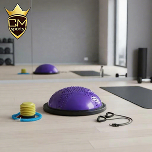 CHENGMO SPORTS 46CM Half Pilates Ball Thickened Explosion-proof Half Ball Balance <strong>Trainer</strong> with Resistance Bands and Air <strong>Pump</strong> - Product Image 1