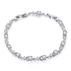 Bracelet chaîne plaqué argent avec cristaux roses sertis griffe, bijou classique et tendance pour femme, idéal comme cadeau - Product Image 6