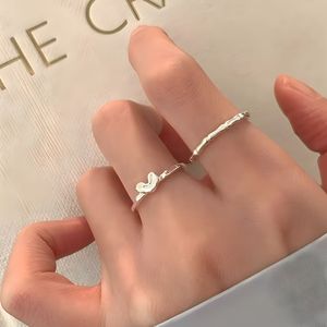 S925 <b>Silver</b> Heart <b>Ring</b> For Women Minimalist Daily Wear Fashion Jewelry Simple Elegant Design - Product Image 1