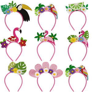 नई हैवायन ग्रीष्मकालीन समुद्र तट नृत्य पोशाक फूल हेडबैंड नारियल के पेड़ फ्लैमिंगो हेडबैंड - Product Image 5