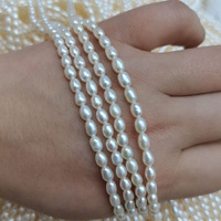 Perles d'eau douce naturelles blanches de 3-4 mm, de haute qualité, en forme de riz, perles en vrac certifiées par une tierce partie pour la fabrication de colliers