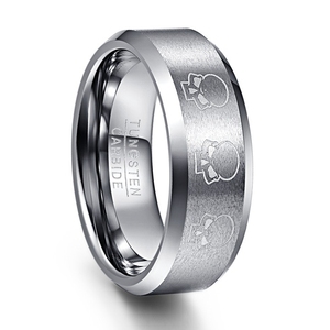 1PCS 8mm đánh bóng chamfer laser ba hộp sọ của nam giới Tungsten Vòng trang sức - Product Image 1