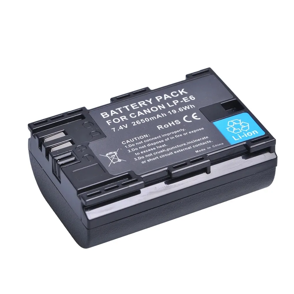 7.4v 2650mah Lithium Ion LP-E6 Replacement Li-ion Digital Camera Battery For EOS 5D Mark IV 5D2 5DS R Mark II 2