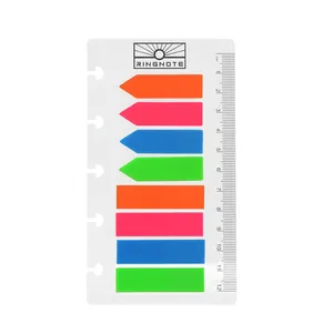 RINGNOTE PET Sticky notes for disc bound notebook 2021 플래너 및 가죽 노트북 pre-punched 구멍 (cm 또는 인치 눈금자 포함)
