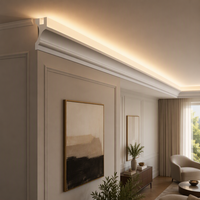 Corniche de plafond décorative moderne en mousse de polyuréthane PS blanche, imperméable, avec éclairage LED indirect pour hôtel