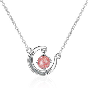 Collar con colgante de luna de cristal rosa con abalorio de plata con caja de regalo y tarjeta de mensaje, regalos novedosos para mamá - Product Image 5