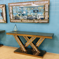 Table console moderne en MDF avec miroir, table d'appoint diamantée pour couloir, salon, salle à manger, meuble mural décoratif