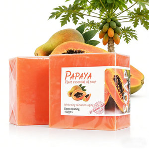 Savon à l'huile essentielle de papaye, savon artisanal à l'aloe vera et au curcuma, savon nettoyant démaquillant, vente directe en gros - Product Image 1