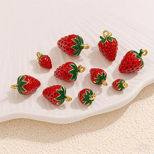 Custom Luxury 14k 18k Gold Plated 316L Stainless Steel Jewelry Strawberry Charms for <b>Bracelet</b> Necklace Jewelry Making - Product Image 2