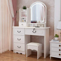 Table de toilette moderne en chêne massif Sentala avec miroir éclairé amovible – Idéale pour appartement et hôtel – Style moderne
