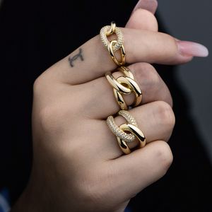 Chunky Phụ Nữ Tốt Đồng Bằng 18K 14K Mạ Vàng Twist Knot CZ Đồ Trang Sức 925 Silver Ring - Product Image 1