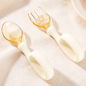 Juego de utensilios de silicona para alimentación de bebés, vajilla de grado alimenticio para niños, cucharas, tenedor, <span class=keywords><strong>punta</strong></span> suave, cuchara de silicona para bebés y niños pequeños - Product Image 1