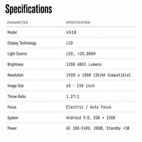 Projecteur laser couleur Zhongke 4K avec haut-parleurs intégrés, modèle Home Cinéma V518