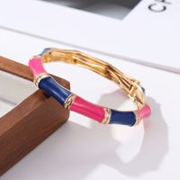 Gelang Bambu Tetesan Minyak Warna-warni Eropa dan Amerika, Gelang Namel Berlapis Elektroplating Alloy untuk Wanita, Tersedia Grosir