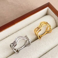 SSeeSY Design personnalisé bijoux de mode personnalité irrégulière non ternie bague en acier inoxydable plaqué or 18K pour hommes femmes
