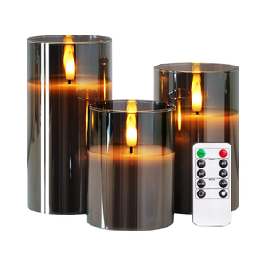 <span class=keywords><strong>Bougie</strong></span> <span class=keywords><strong>LED</strong></span> sans flamme, verre fumé, flamme réaliste, télécommande, minuterie, luminosité réglable, fonctionne sur piles, pour la maison, Ramadan - Product Image 4