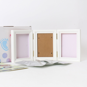 Sơ sinh dễ thương bé dấu tay và dấu chân Kit khung ảnh bằng gỗ với đất sét đặc biệt món quà sinh nhật kính phía trước khung hình - Product Image 6