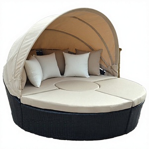 Modern Leisure Garden Courtyard Patio Balcony Outdoor <b>Furniture</b> Sets Rattan Round Lounge Sofa Beds -Canopy Hotel Villa - Product Image 2