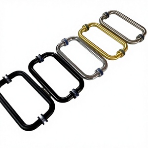Modern Hotel Style Zinc Alloy Ambidextrous Powder Coated <b>Bathroom</b> Glass <b>Door</b> Handle Shower 19mm Round Pipe Handle - Product Image 3