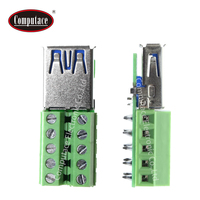 USB 3.0-A 암형 10핀 터미널 블록 무납땜 어댑터 나사 잠금 연결 D-Sub 커넥터 녹색 5V DC 니켈 도금 1.5A