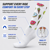 Chaussettes de cyclisme aérodynamiques à motif cœur de crème glacée, chaussettes de cyclisme aérodynamiques