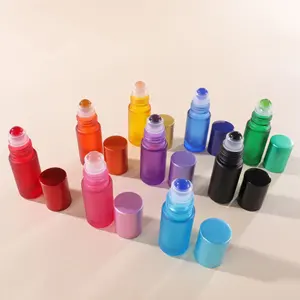Bola Rol Kaca Berwarna Berkualitas Baik dan Botol Kaca Berwarna Beku 5Ml 10Ml Botol Roll On Berwarna untuk Minyak Esensial