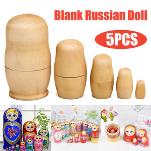 ตุ๊กตารัสเซียแบบซ้อนกัน 5 ชั้น ทำจากไม้เปล่า สำหรับงานศิลปะ DIY ระบายสีด้วยมือ ของขวัญสำหรับเด็ก ตกแต่งบ้าน - Product Image 5
