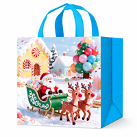 Sac non tissé laminé durable 80gsm 100gsm pour Noël, réutilisable, avec motif 3D, imperméable, pour emballage cadeau et courses de fêtes
