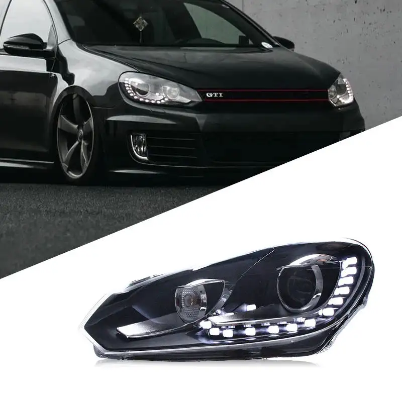 Conjunto de faróis adequado para VW Golf 6 retrofit lâmpada gti xenon R20 luz diurna LED