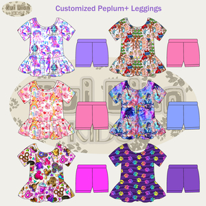 Set <span class=keywords><strong>Estivo</strong></span> Casual Personalizzato con Peplum e Leggings, Completo a Maniche Corte con Peplum per Bambine, <span class=keywords><strong>Abbigliamento</strong></span> di Alta Qualità in Bambù per Bambine - Product Image 2