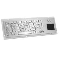 Clavier métallique industriel robuste, avec pavé tactile intégré, cadre ouvert, en acier inoxydable