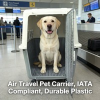 Cage pour chien extra large en PP, avec filet en fer détachable, roues lisses, design moderne et élégant, portable pour les voyages en extérieur, normes IATA, 50 kg