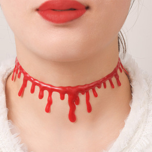 Collana <span class=keywords><strong>di</strong></span> Halloween per Europa e America, Design Creativo con Taglio Sanguinoso e Finto <span class=keywords><strong>Sangue</strong></span> Rosso che Gocciola dallo Strozzolo - Product Image 2