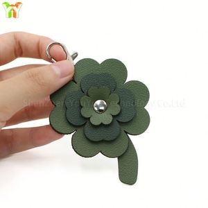 Pu Leather Four <b>Leaf</b> Clover Lucky Bag Charm Green Keychain Cute Plant Key Ring Gift - Product Image 4