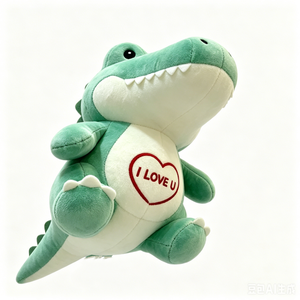 Peluche de cocodrilo personalizado con mensaje de amor bordado, lindo peluche de cocodrilo gordo con diseño de corazón rojo. - Product Image 2