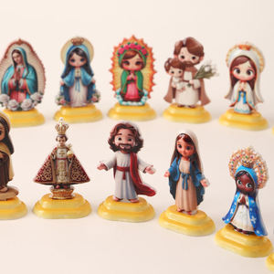 Adorno Religioso de Resina Art Deco 3D Personalizado, Linda Figura de la Virgen María y Jesús, Miniatura Decorativa de Escritorio, Artesanía Religiosa - Product Image 1