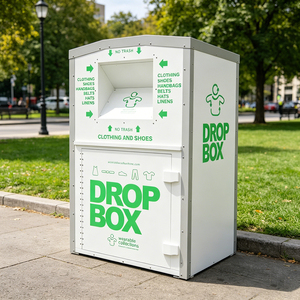 Outdoor Rectangular Standing Pressing Type Eco-Friendly Galvanized Steel Metal Clothing <strong>Donation</strong> Recycling Storage <strong>Bucket</strong> - Product Image 3