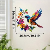Décoration murale en métal colorée Art Déco Colibri découpée au laser, oiseaux et fleurs, pour intérieur, extérieur, jardin, clôture, patio, maison