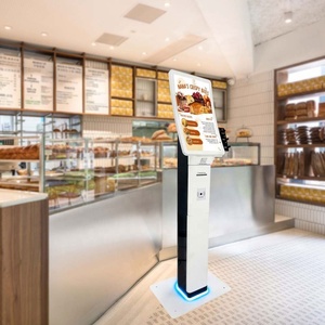 New Arrival 23.6 32 Inch Floor Standing Payment Kiosk With Pos Holder <b>Printer</b> <b>Scanner</b> Self Ordering Kiosk for Restaurant - Product Image 1