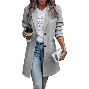 Abrigo de Mujer de Color Sólido con Solapa Larga y Cierre de un Solo Botón, a la Moda - Product Image 4