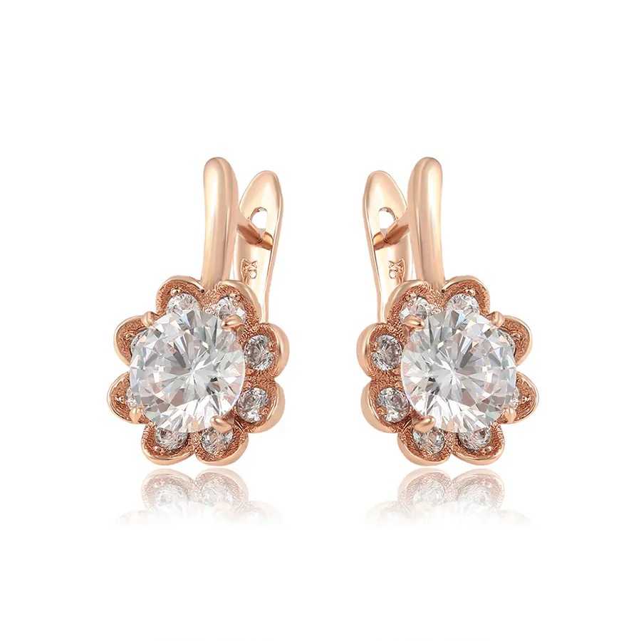 Rose Stud Earrings 80114 Xuping 2020 Fashion Rose Gold Color Flower Shaped Stud Earrings Jewelry For Girl