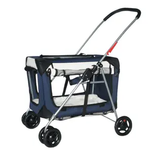 Dog Stroller Pet Trailer Trolley Outdoor Travel Portable Dog Show Trolley Pet Carrier With 4 Wheels
