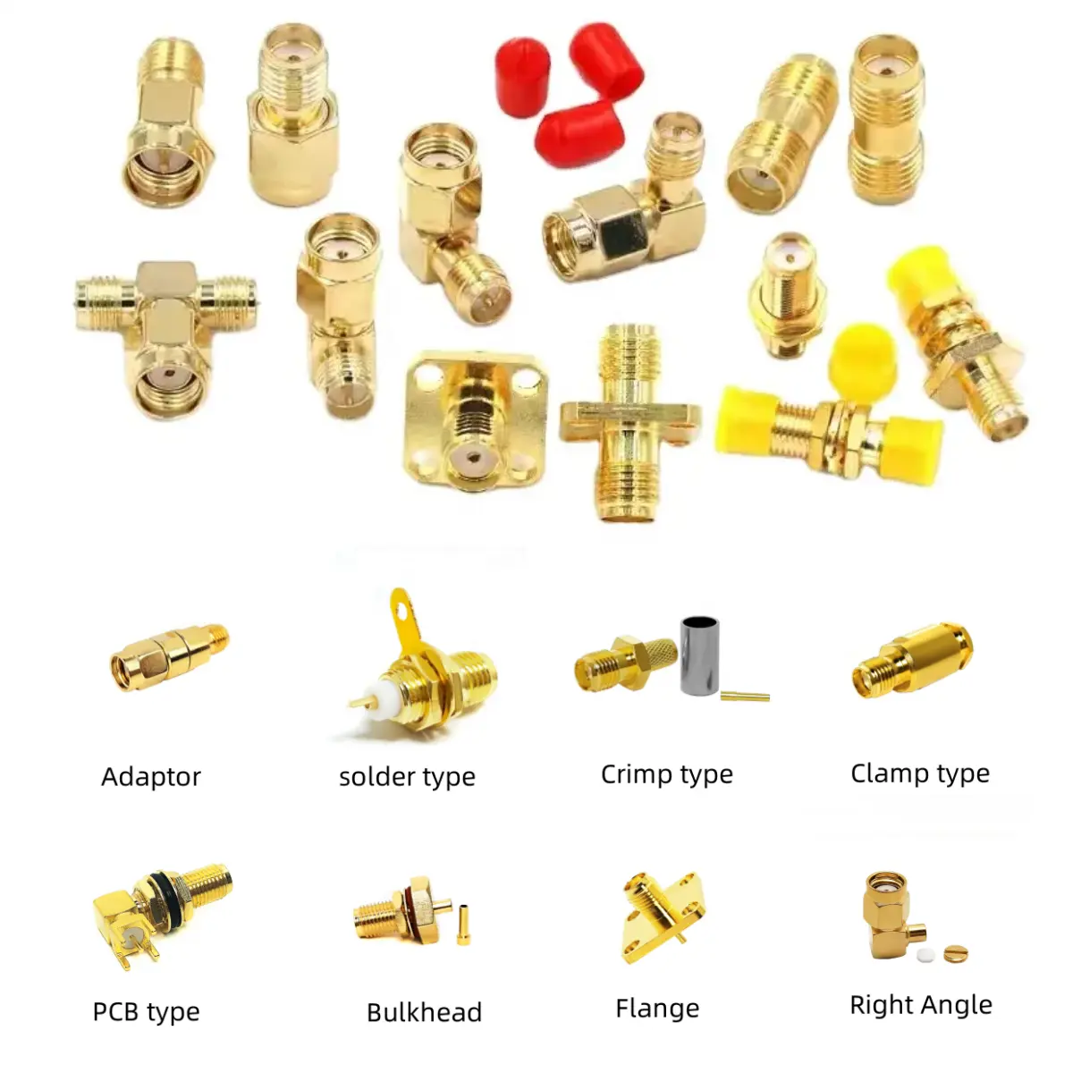 SMA نوع RF موصل محول SMA ذكر التوصيل أنثى جاك الزاوية اليمنى pcb RP SMA RG142/RG178/LMR200/LMR300/RG223/RG316/086/047